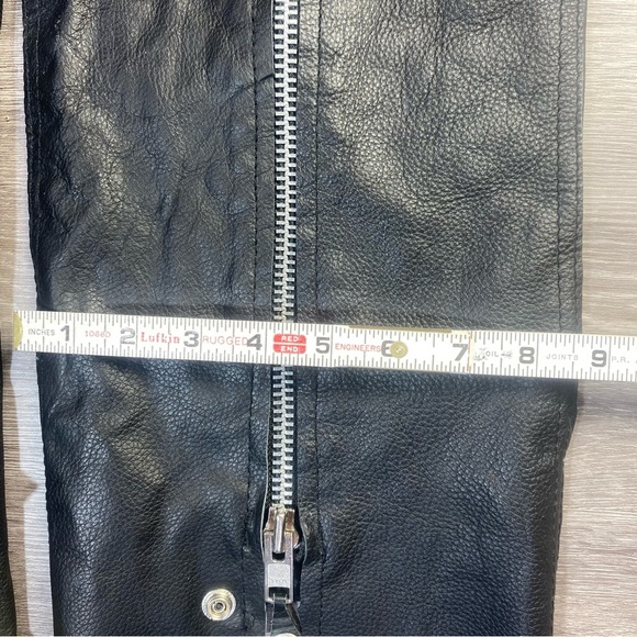 UNIK Leather Motorcycle Chaps L/XL Genuine Black Cowhide Western Concho - Picture 7 of 16